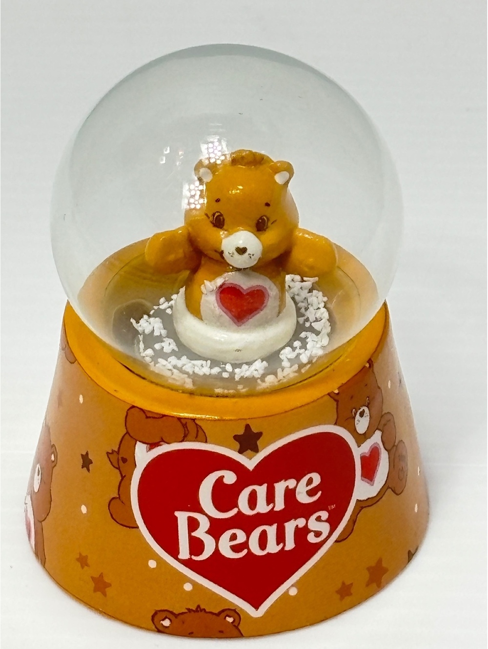 Care Bears Snow Globe with Yellow Bear Figurine and Heart Design*AS IS!